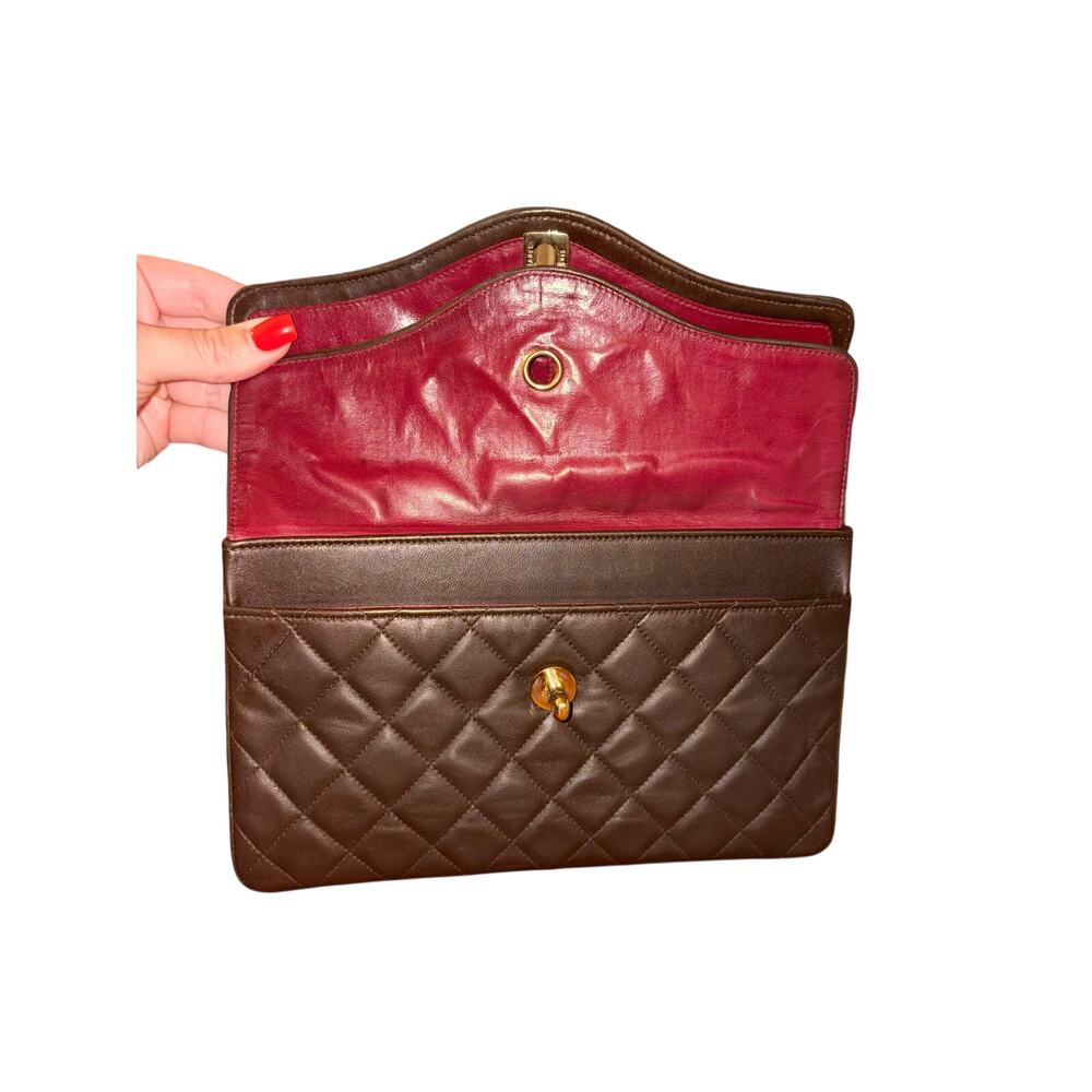 SOLD Chanel Rare Vintage Double Flap 24k Gold Hardware Chocolate Brown Lambskin - Picture 12 of 14
